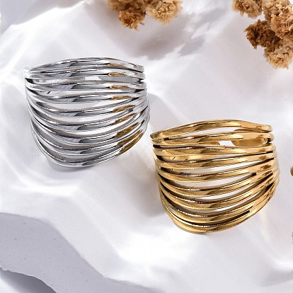 304 открытые манжеты из нержавеющей стали для женщин, ионное покрытие (ip)