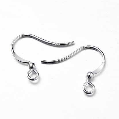Ganchos de ley pendiente de plata, 15 mm, agujero: 1.5 mm, pin: 0.7 mm