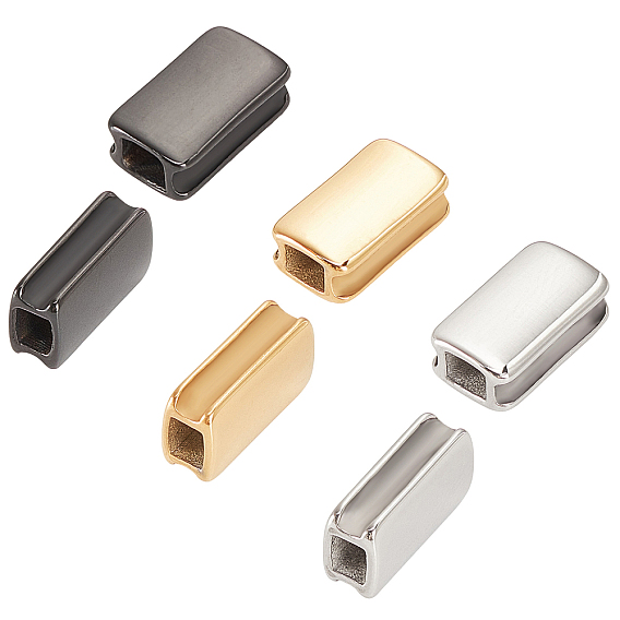9Pcs 3 Colors 304 Stainless Steel Beads, Ion Plating (IP), Rectangle