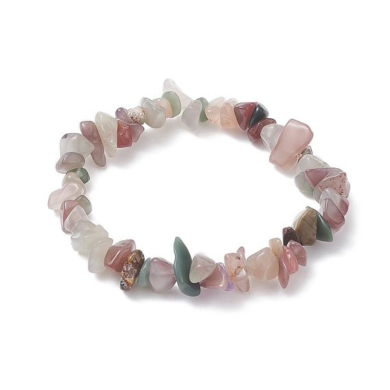Natural Agate Chips Beaded Stretch Bracelets for Women