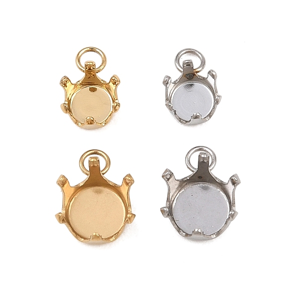 304 подвески-подвески из нержавеющей стали со стразами, плоско-круглые