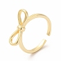 Rack Plating Brass Bowknot Open Cuff Ring for Women, Lead Free & Cadmium Free
