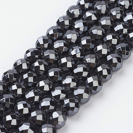 Non-magnétiques perles d'hématite synthétique brins, facette, ronde, 4mm
