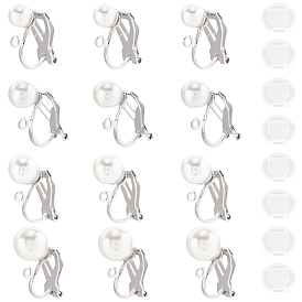 304 серьги-клипсы из нержавеющей стали с пластиковыми бусинами из искусственного жемчуга, с петлями, с 24силиконовыми подушечками для серег
