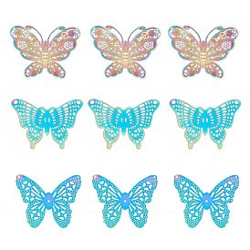 Unicraftale 201 Stainless Steel Filigree Pendants, Etched Metal Embellishments, Butterfly