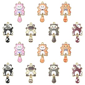 35 шт 7 цвета сплава эмалевые подвески, подвески в форме кошки, золотые