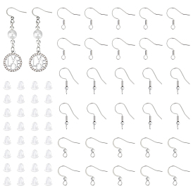 150 шт. 3 стили 304 крючки для сережек из нержавеющей стали, французские крючки с катушкой и шариком, 200 гайки ушные пластиковые