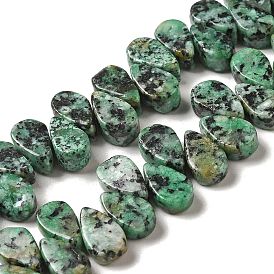 Brins de perles synthétiques turquoise africaine (jaspe), larme, top foré