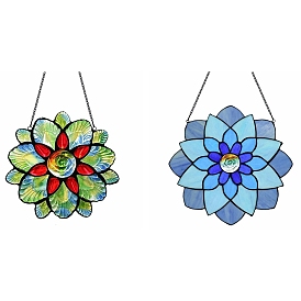 Flower Acrylic Stained Window Planel with Chain, Window Suncatcher Home Hanging Ornaments