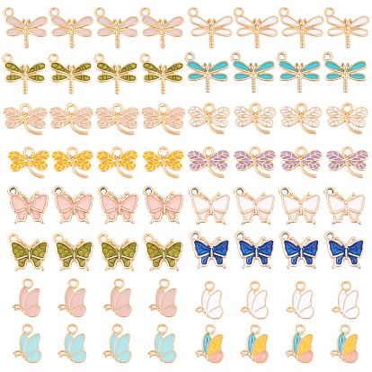 64G 16 Style Light Gold Plated Alloy Charms, with Enamel