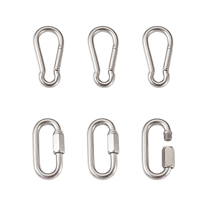 6шт 2 стиль 304 карабины из нержавеющей стали для скалолазания, ключевые застежками