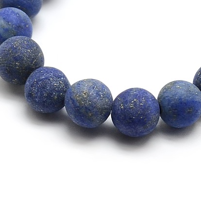 Dyed Frosted Natural Lapis Lazuli Round Bead Strands