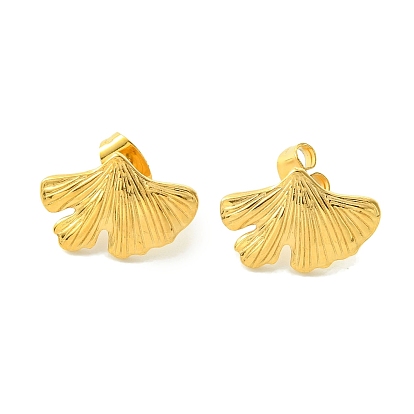 Вакуумное покрытие pvd 304 серьги-гвоздики из нержавеющей стали для женщин, гинкго лист