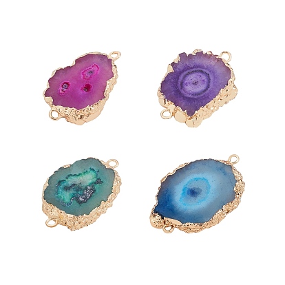 Гальваника соединительные звенья гальванические натуральные друзья агат, с латунной фурнитурой , окрашенные, золотые, самородки