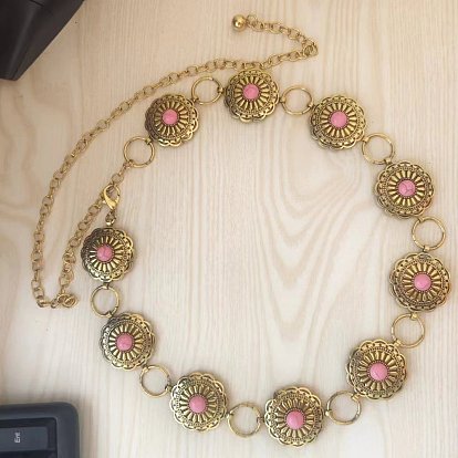 Цепочка из сплава в этническом стиле с синтетическим бирюзовым цветком, цепочки на талию и живот для женщин