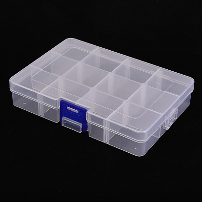 Polypropylene(PP) Bead Storage Container, 12 Compartment Organizer Boxes, with Hinged Lid, Rectangle