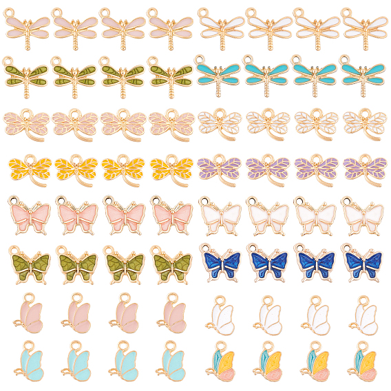 64G 16 Style Light Gold Plated Alloy Charms, with Enamel