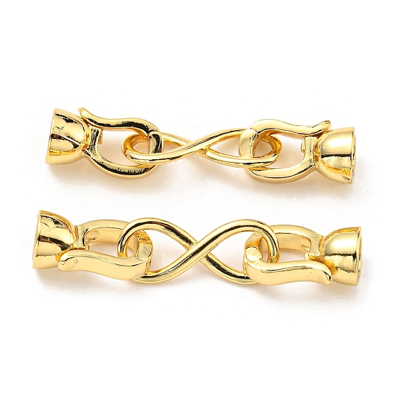 Rack Plating Eco-Friendly Brass Fold Over Clasps, Lead Free & Cadmium Free, Infinity