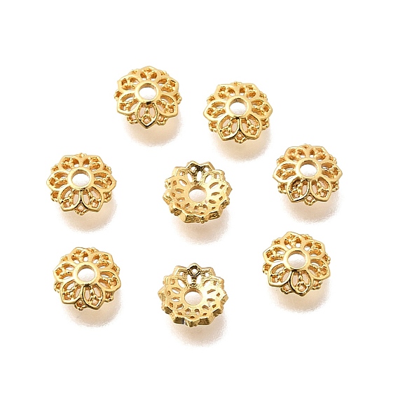 Шапочки и конусы для бусин, латунные, полые цветок, без кадмия и без свинца, стойки покрытие, долговечный