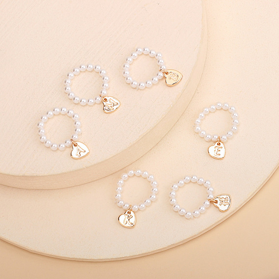 Пластиковые кольца с имитацией жемчуга, сплава и хрустальных стразов, золотые