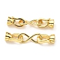 Rack Plating Eco-Friendly Brass Fold Over Clasps, Lead Free & Cadmium Free, Infinity
