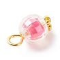 Transparent Acrylic Charms, Faceted, with Golden Tone Iron & Alloy Findings, Bead in Bead, AB Color, Round