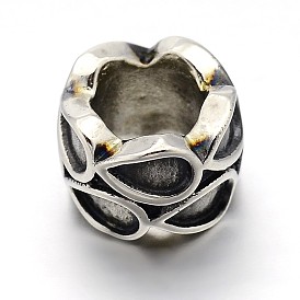 Retro 304 Stainless Steel Beads, Column, Antique Silver, 7.5x11mm, Hole: 6mm