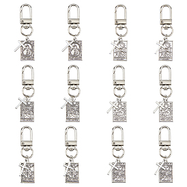 Украшения из подвесок Таро из сплава, с поворотными застежками из сплава и крестообразными подвесками, прямоугольные