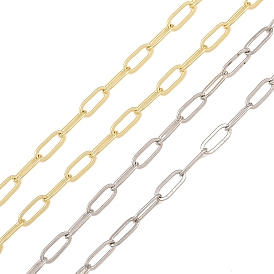 Brass Paperclip Chains, Soldered, with Spool, Long-Lasting Plated, Rack Plating, Lead Free & Cadmium Free