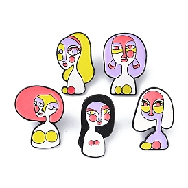 Zinc Alloy Brooches, Enamel Pins, for Backpack Cloth, Abstract Face