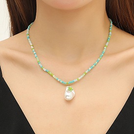Colorful Crystal Flower Necklace for Women - Elegant and Unique Green Beaded Choker