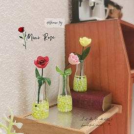 Resin Rose Vase Model, Micro Landscape Home Dollhouse Accessories, Pretending Prop Decorations