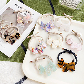 Chic and Simple Acetate Puppy Hair Ties for Women, High Elasticity Rubber Bands with Fashionable Style