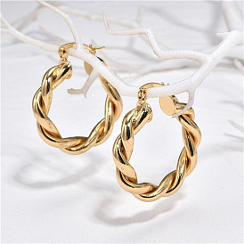 Twisted Circle Hoop Earrings with C-shaped Design, Fashionable Ear Jewelry for Women
