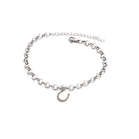 Minimalist Horseshoe Jewelry Set - Titanium Steel Pendant Bracelet for Men and Women
