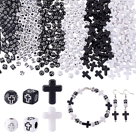 480 шт. 6 стили крест тематические непрозрачные акриловые бусины, разнообразные