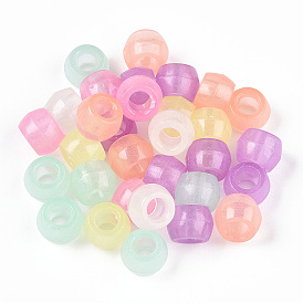 Transparent Luminous Acrylic Beads, Pony Beads, Glow in the Dark, Barrel