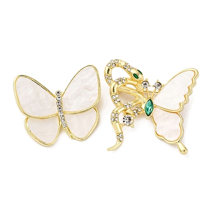 Акриловые булавки в виде бабочки и змеи, Броши из сплава со стразами для рюкзака