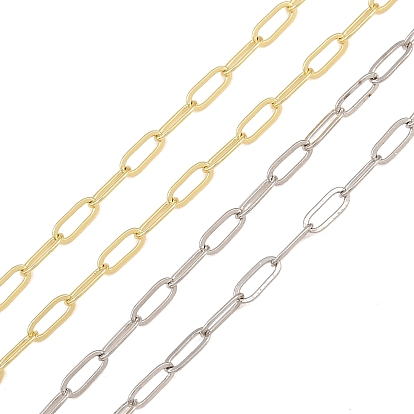 Brass Paperclip Chains, Soldered, with Spool, Long-Lasting Plated, Rack Plating, Lead Free & Cadmium Free