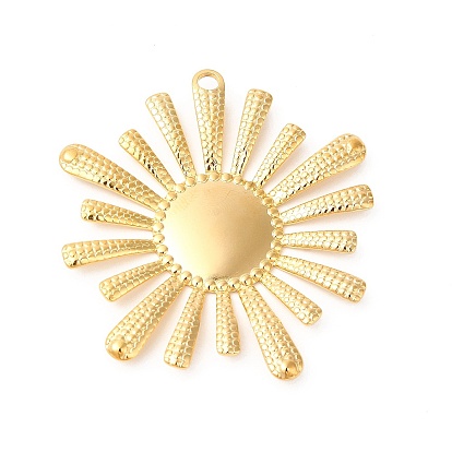 Ion Plating(IP) 304 Stainless Steel Pendants, Flower Charms