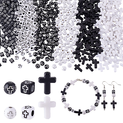 480 шт. 6 стили крест тематические непрозрачные акриловые бусины, разнообразные