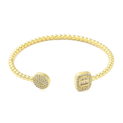 Brass Micro Pave Cubic Zirconia Cuff Bangles, Long-Lasting Plated, Cadmium Free & Lead Free