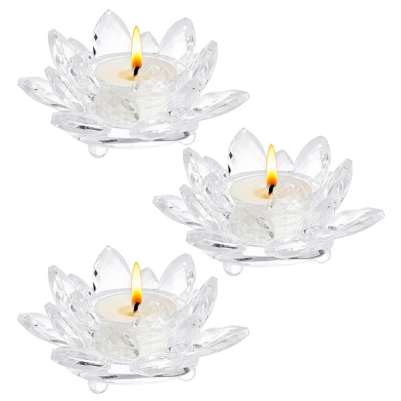 Kerzenhalter aus Glas in Lotusform, Teelichthalter als Tischdekoration, perfekt für die Dekoration von Heimpartys, buddhistische Lieferungen