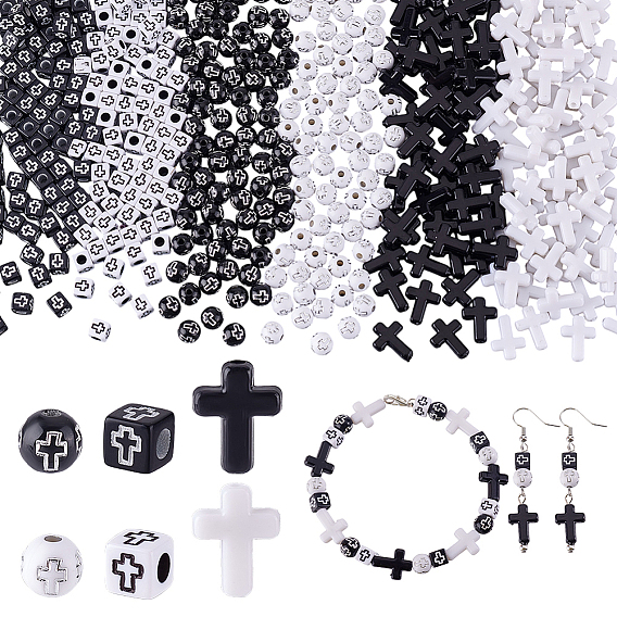480 шт. 6 стили крест тематические непрозрачные акриловые бусины, разнообразные
