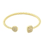 Brass Micro Pave Cubic Zirconia Cuff Bangles, Long-Lasting Plated, Cadmium Free & Lead Free