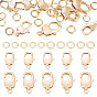 10Pcs 2 Styles Brass Lobster Claw Clasps, Cadmium Free & Nickel Free & Lead Free, with 20Pcs Brass Open Jump Rings, Rectangle