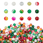 Glass Beads Sets, with Spray Painted Crackle Glass Beads and Imitation Opalite Glass Beads, Round