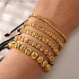 Плетеные браслеты из латунных бусин в европейском стиле, плетеные браслеты из полиэфирного шнура для женщин, рондель