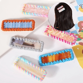 Rectangle Cellulose Acetate & Woolen Yarn Alligator Hair Clips, Hair Accessories for Women and Girls