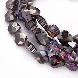 Electroplate Glass Beads Strands, Half Plated, Faceted, Drop